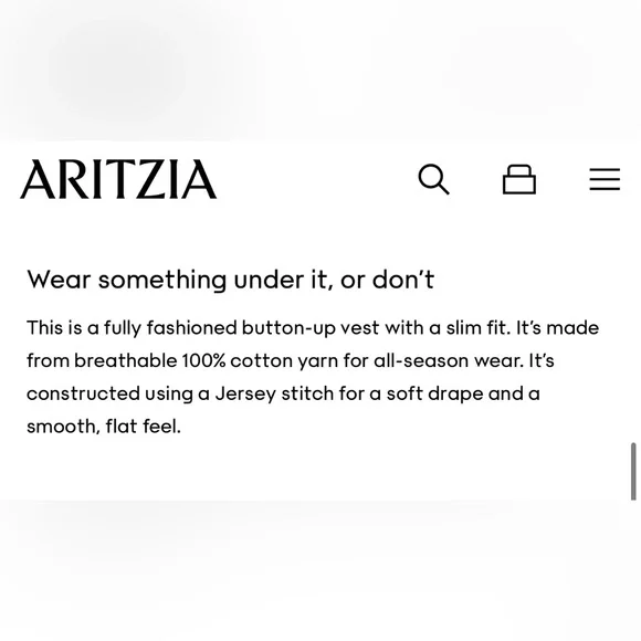 NWT Aritzia Wilfred Basque Sweater Vest in Lt Birch/ Dk Nght Nv Size Medium